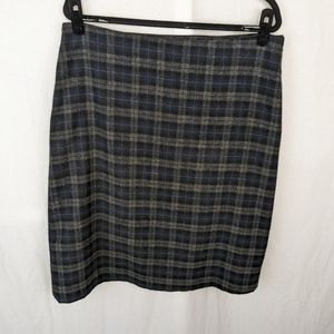 Premise Studio Blue and Gray Chequered Skirt